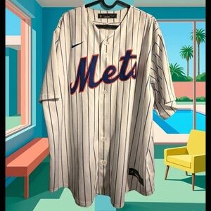 Nike White and Blue Pinstripe Men's Jersey